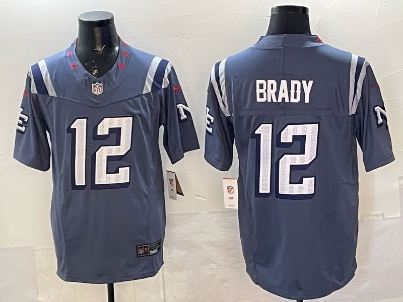 Men 2026 New England Patriots #12 Brady blue Throwback 5th generation Nike Limited NFL Jersey style 01208->women nfl jersey->Women Jersey